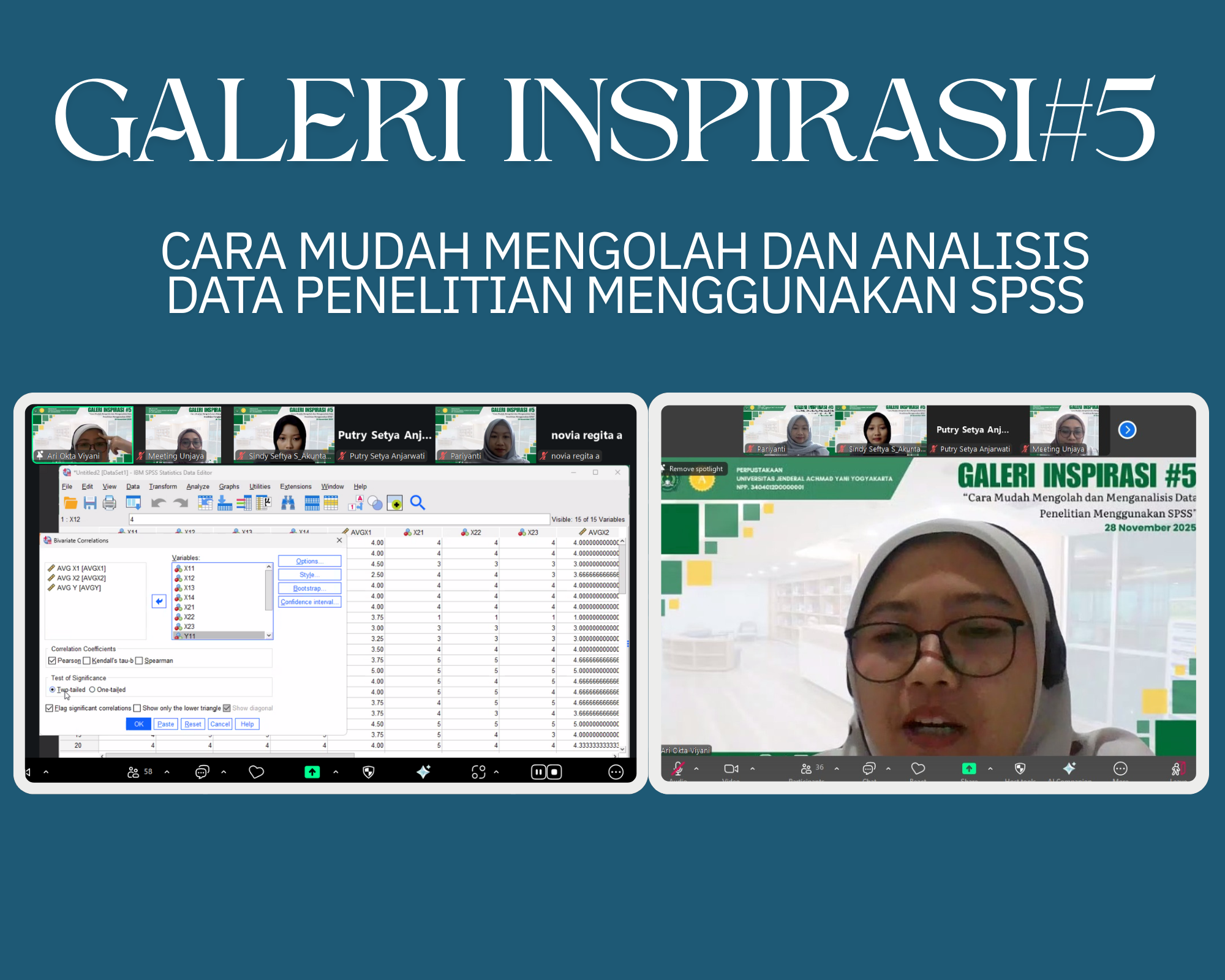 Galeri Inspirasi #5 Perpustakaan Unjaya, Cara Mudah Mengolah dan Analisis Data Penelitian Menggunakan SPSS